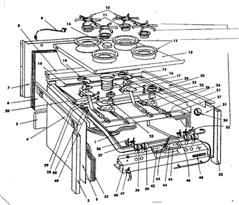 Top Section And Outer Body Parts Diagram and Parts List for 1553547060  Kenmore Range