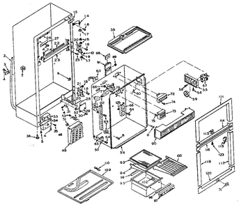 Cabinet Parts Diagram and Parts List for 106U16ES2  Kenmore Refrigerator