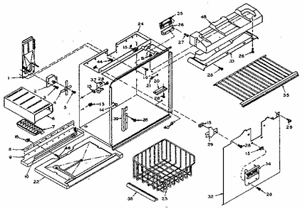 Freezer Section Parts Diagram and Parts List for 106W14FL  Kenmore Refrigerator