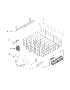 Lower Rack And Track Parts Diagram and Parts List for  KitchenAid Dishwasher
