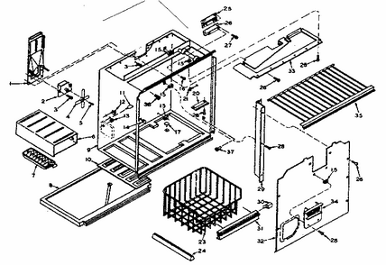 Freezer Section Parts Diagram and Parts List for 106T14GL3  Kenmore Refrigerator