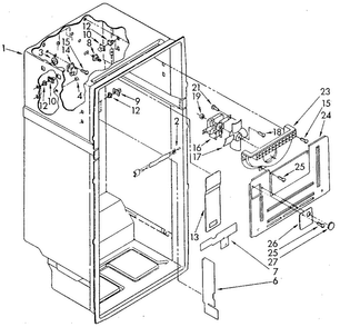 Liner Diagram and Parts List for ET18GKXSN05  Whirlpool Refrigerator