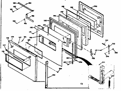 Upper Porcelain Door Diagram and Parts List for 8504277241  Kenmore Range