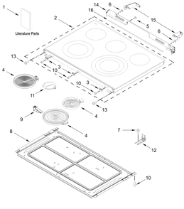 Cooktop Parts Diagram and Parts List for  Whirlpool Range