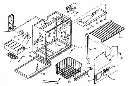 Freezer Section Parts Diagram and Parts List for 106T14G1  Kenmore Refrigerator