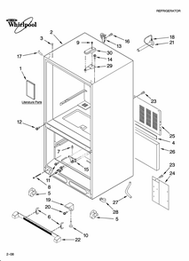 Cabinet Parts Diagram and Parts List for GB2SHDXPT12  Whirlpool Refrigerator