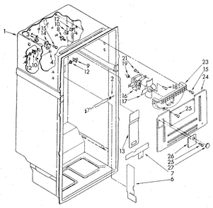 Liner Diagram and Parts List for ET18GKXSG07  Whirlpool Refrigerator