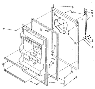 Refrigerator Door Diagram and Parts List for ET18JKYSM03  Whirlpool Refrigerator