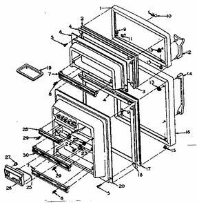 Refrigerator Door Parts Diagram and Parts List for 106S14D  Kenmore Refrigerator