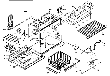 Refrigerator Freezer Section Parts Diagram and Parts List for 106U14GL1  Kenmore Refrigerator