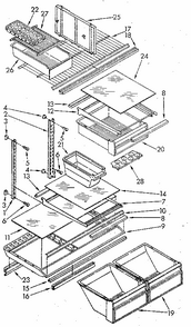 Shelf Diagram and Parts List for 1069608610 SKR501W0 Kenmore Refrigerator