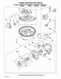 PUMP, WASHARM AND MOTOR PARTS Diagram and Parts List for  KitchenAid Dishwasher