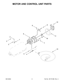 05 - Motor And Control Unit Parts Diagram and Parts List for KSM156MPTFL5  Whirlpool Mixer