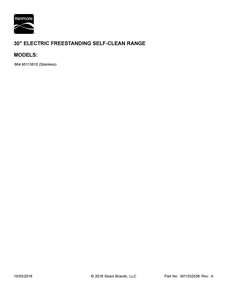 Cover Sheet Diagram and Parts List for 66495113610  Kenmore Range
