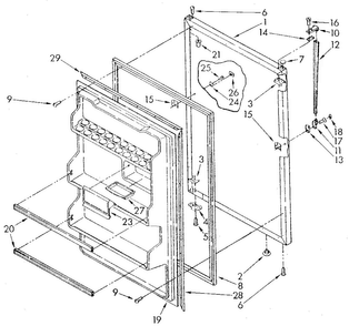 Refrigerator Door Diagram and Parts List for ET18JKXSF05  Whirlpool Refrigerator
