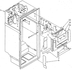 Liner Diagram and Parts List for ET18GKXSG02  Whirlpool Refrigerator