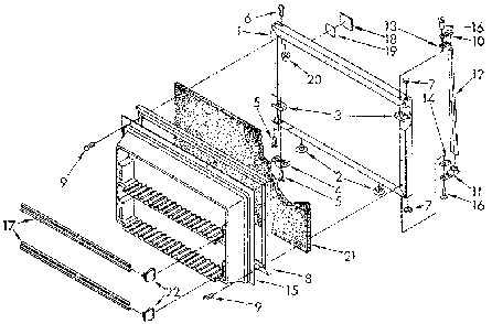 Freezer Door Diagram and Parts List for ET20AKXSN07  Whirlpool Refrigerator