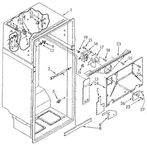 Liner Diagram and Parts List for ET20NKXSM11  Whirlpool Refrigerator
