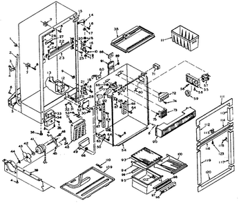 Refrigerator Cabinet Diagram and Parts List for 106U14E  Kenmore Refrigerator