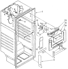Liner Diagram and Parts List for ET18NKXSF05  Whirlpool Refrigerator