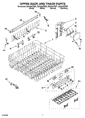 UPPER RACK AND TRACK PARTS Diagram and Parts List for  Whirlpool Dishwasher