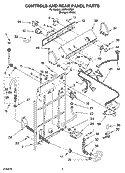 CONTROLS AND REAR PANEL PARTS Diagram and Parts List for  Whirlpool Washer