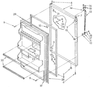 Refrigerator Door Diagram and Parts List for ET18NKXSF05  Whirlpool Refrigerator