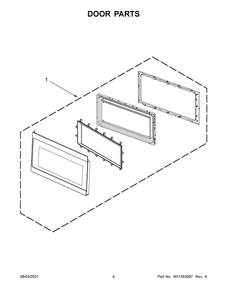Door Parts Diagram and Parts List for  Whirlpool Microwave Oven Combo