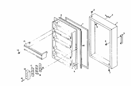 Door Parts Diagram and Parts List for 106N12B-1  Kenmore Refrigerator