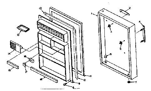 Door Parts Diagram and Parts List for 106U11A  Kenmore Refrigerator