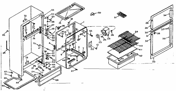 Cabinet Parts Diagram and Parts List for 106T12DSL1  Kenmore Refrigerator