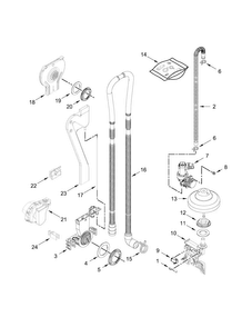 Fill, Drain And Overfill Parts Diagram and Parts List for  KitchenAid Dishwasher