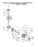 BRAKE, CLUTCH, GEARCASE, MOTOR & PUMP Diagram and Parts List for  KitchenAid Washer