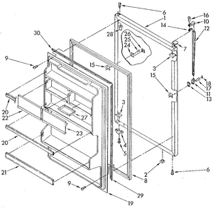 Refrigerator Door Diagram and Parts List for ET18GKXSN05  Whirlpool Refrigerator