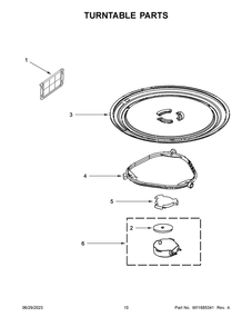 Turntable Parts Diagram and Parts List for  Whirlpool Microwave