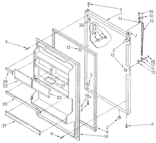 Refrigerator Door Diagram and Parts List for ET18GKXSG02  Whirlpool Refrigerator