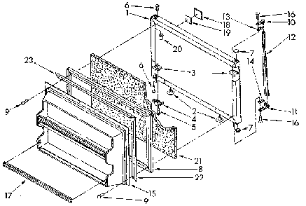 Freezer Door Diagram and Parts List for ET18NKXSF05  Whirlpool Refrigerator