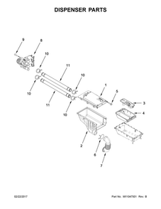 Dispenser Parts Diagram and Parts List for  Whirlpool Washer