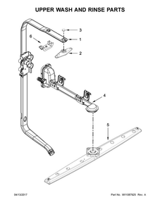 Upper Wash And Rinse Parts Diagram and Parts List for  Whirlpool Dishwasher