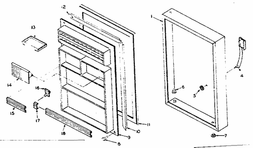 Door Parts Diagram and Parts List for 106W11AL  Kenmore Refrigerator