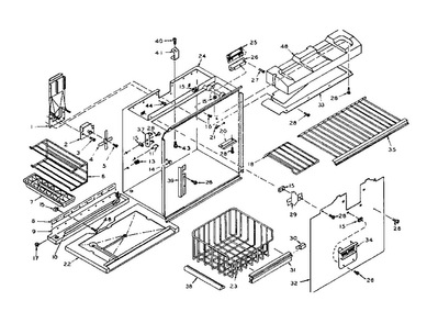 Refrigerator Freezer Section Parts Diagram and Parts List for 106U18G  Kenmore Refrigerator