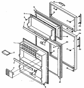 Refrigerator Door Parts Diagram and Parts List for 106U14DIML  Kenmore Refrigerator
