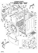 CABINET PARTS Diagram and Parts List for  Whirlpool Dryer