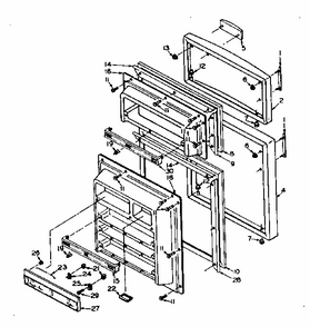Door Parts Diagram and Parts List for 106U16ESIM  Kenmore Refrigerator