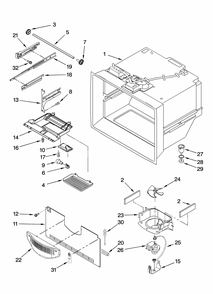 Freezer Liner Parts Diagram and Parts List for GB2SHDXPT12  Whirlpool Refrigerator