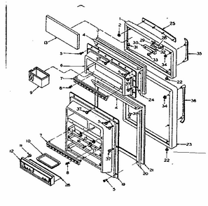 Door Parts Diagram and Parts List for 106T16EL  Kenmore Refrigerator