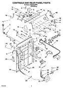CONTROLS AND REAR PANEL PARTS Diagram and Parts List for  Whirlpool Washer