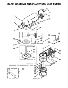 Case, Gearing And Planetary Unit Parts Diagram and Parts List for  KitchenAid Mixer