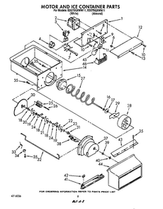 Motor And Ice Container Diagram and Parts List for ED27DQZWN11  Whirlpool Refrigerator