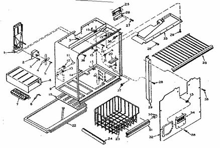 Freezer Section Parts Diagram and Parts List for 106T16GL  Kenmore Refrigerator